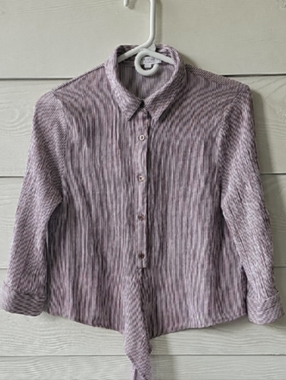 Day to Day by Blu Pepper Tie Front Striped Button Up Shirt
